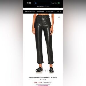 Agolde recycled leather 90's pinch waist pants NWT